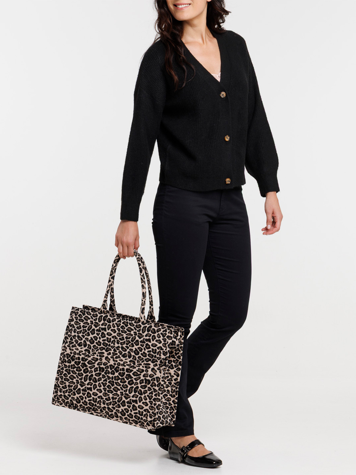Gilet boutonné col V noir femme Gilet boutonné col V noir femme