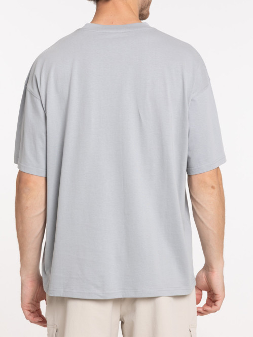 T-shirt col rond uni gris...