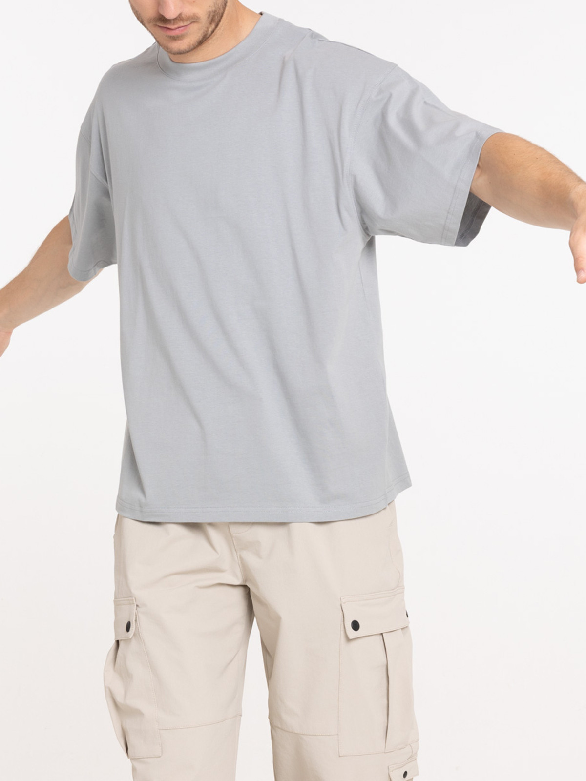 T-shirt col rond uni gris homme T-shirt col rond uni gris homme