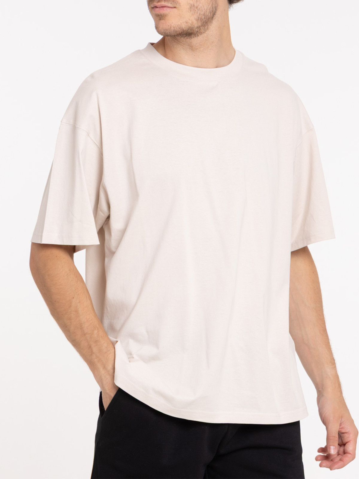 T-shirt col rond uni craie homme T-shirt col rond uni craie homme