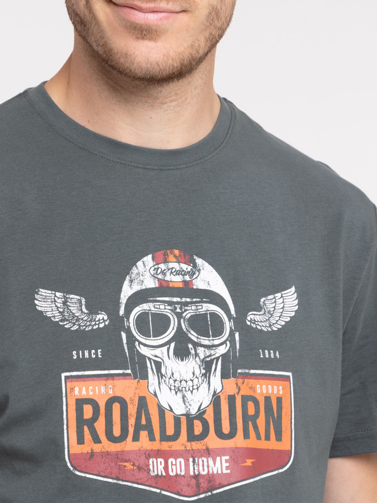 T-shirt homme imprimé gris ardoise