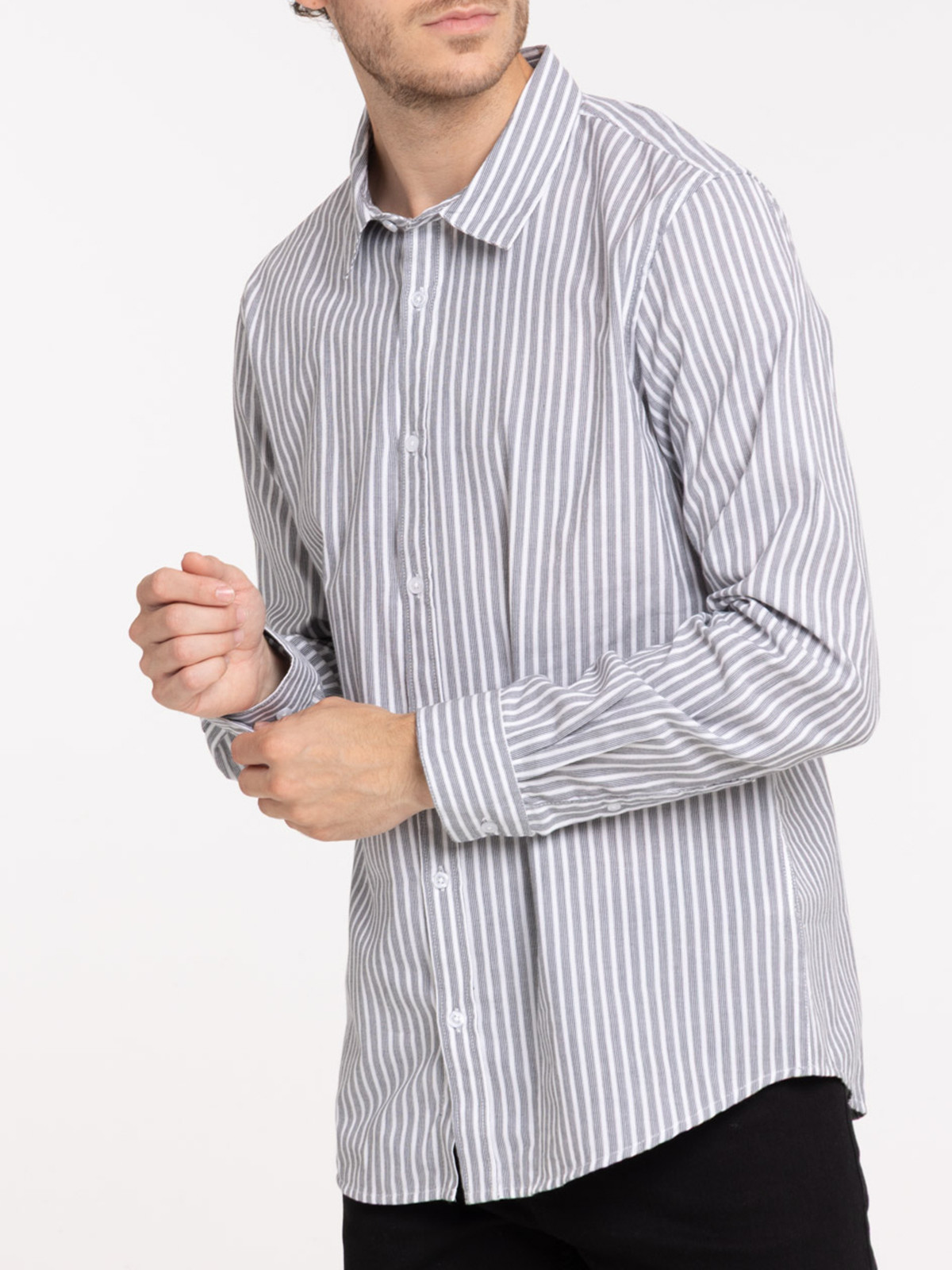 Chemise rayée grise homme
