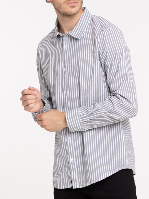 Chemise rayée grise homme