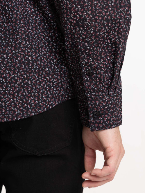 Chemise fleurie noire homme