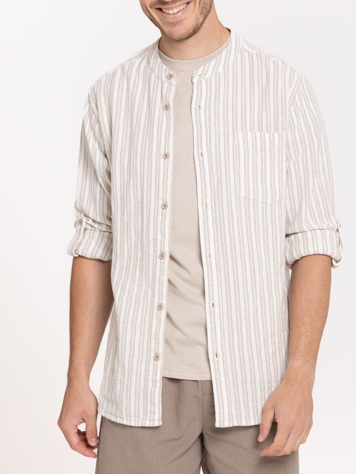 Chemise rayée homme coloris sable Chemise rayée homme coloris sable