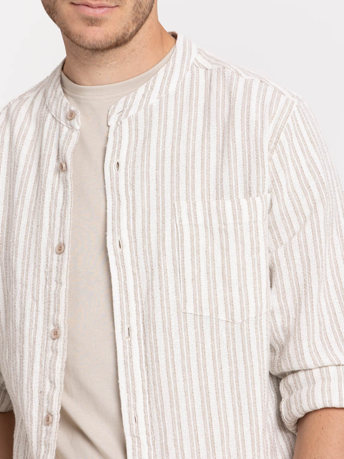 Chemise rayée homme coloris sable Chemise rayée homme coloris sable
