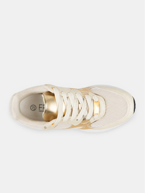 Basket beige détails dorés femme (36-41) Basket beige détails dorés femme (36-41)