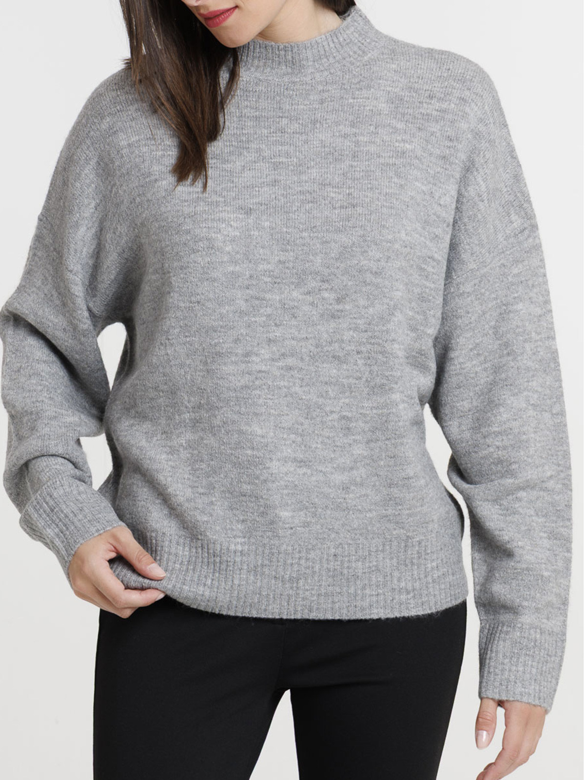 Pull femme col montant basique