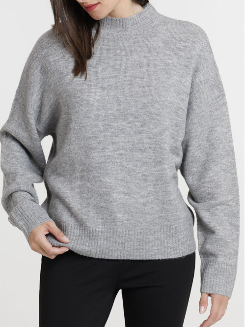 Pull femme col montant basique