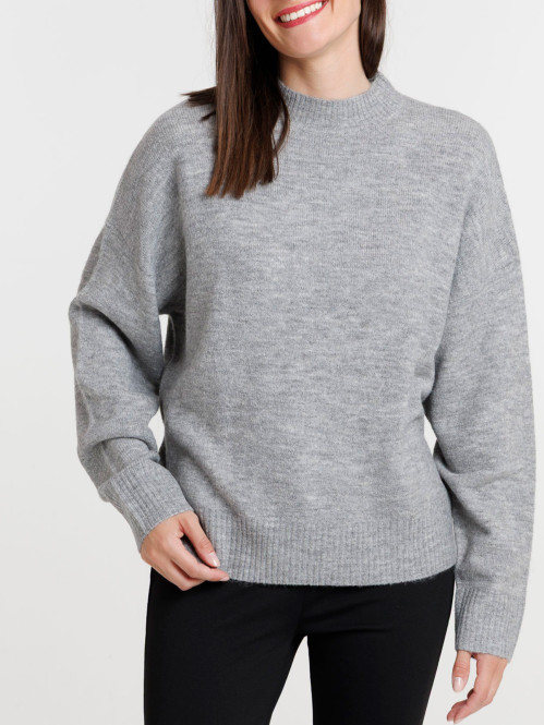 Pull femme col montant basique