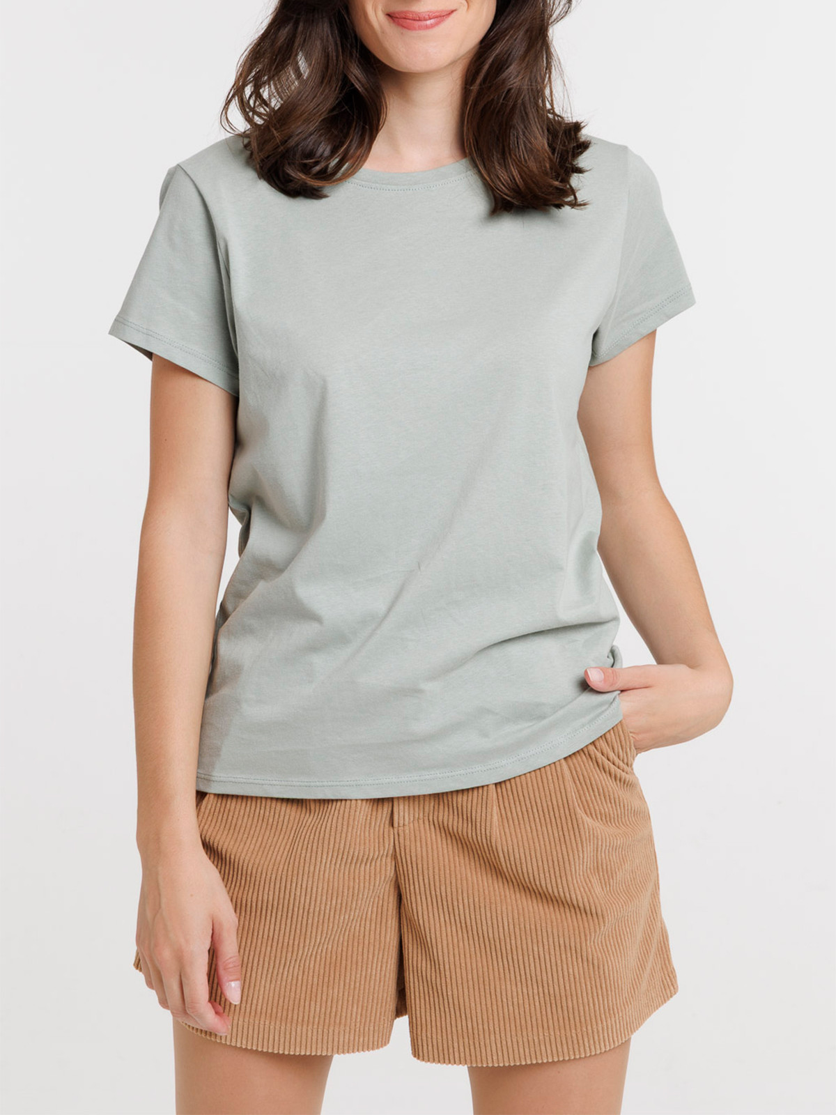 Tee-shirt col rond glaise femme