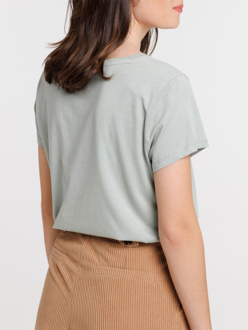 Tee-shirt col rond glaise femme