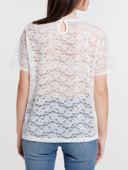 T-shirt dentelle blanc...