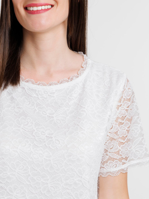 T-shirt dentelle blanc...