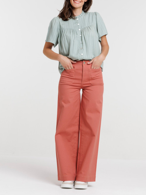 Pantalon large rosewood femme