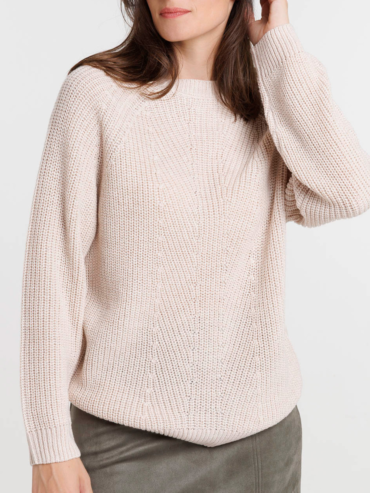 Pull maille brillante beige rosé femme Pull maille brillante beige rosé femme