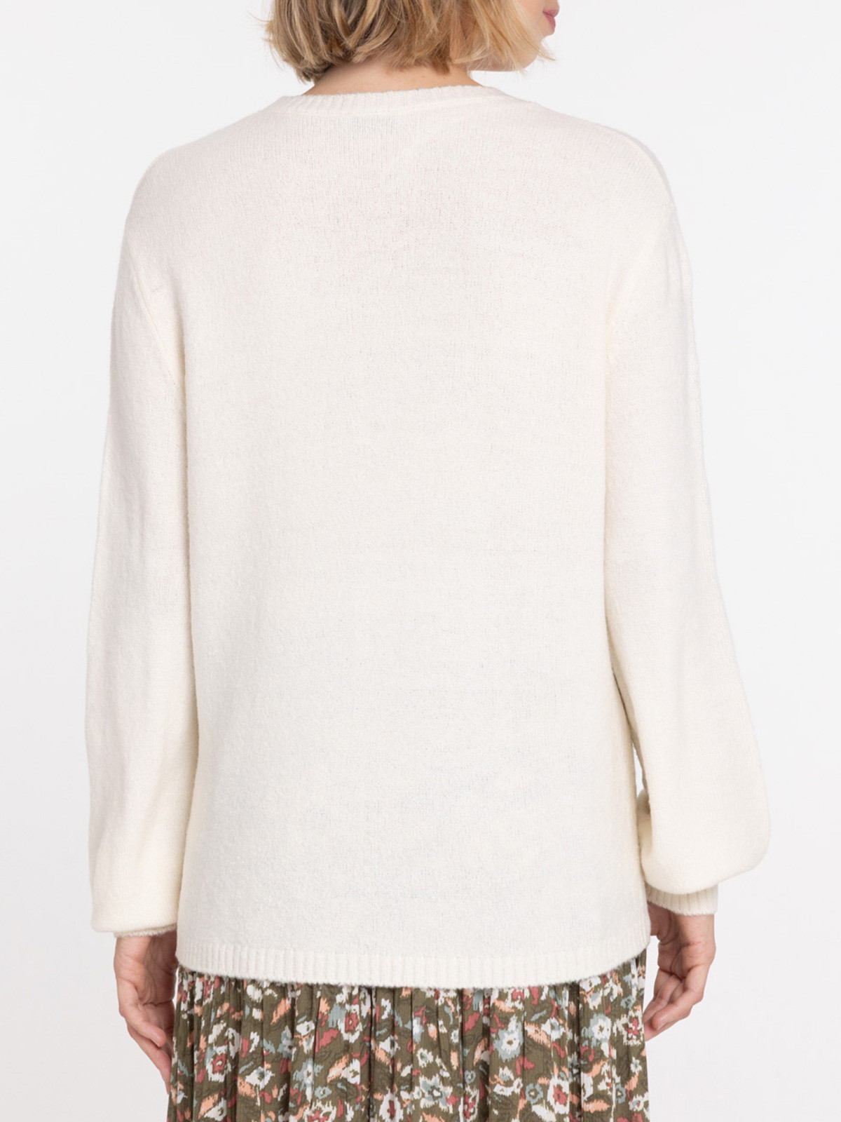 Pull écru fleurs femme Pull écru fleurs femme