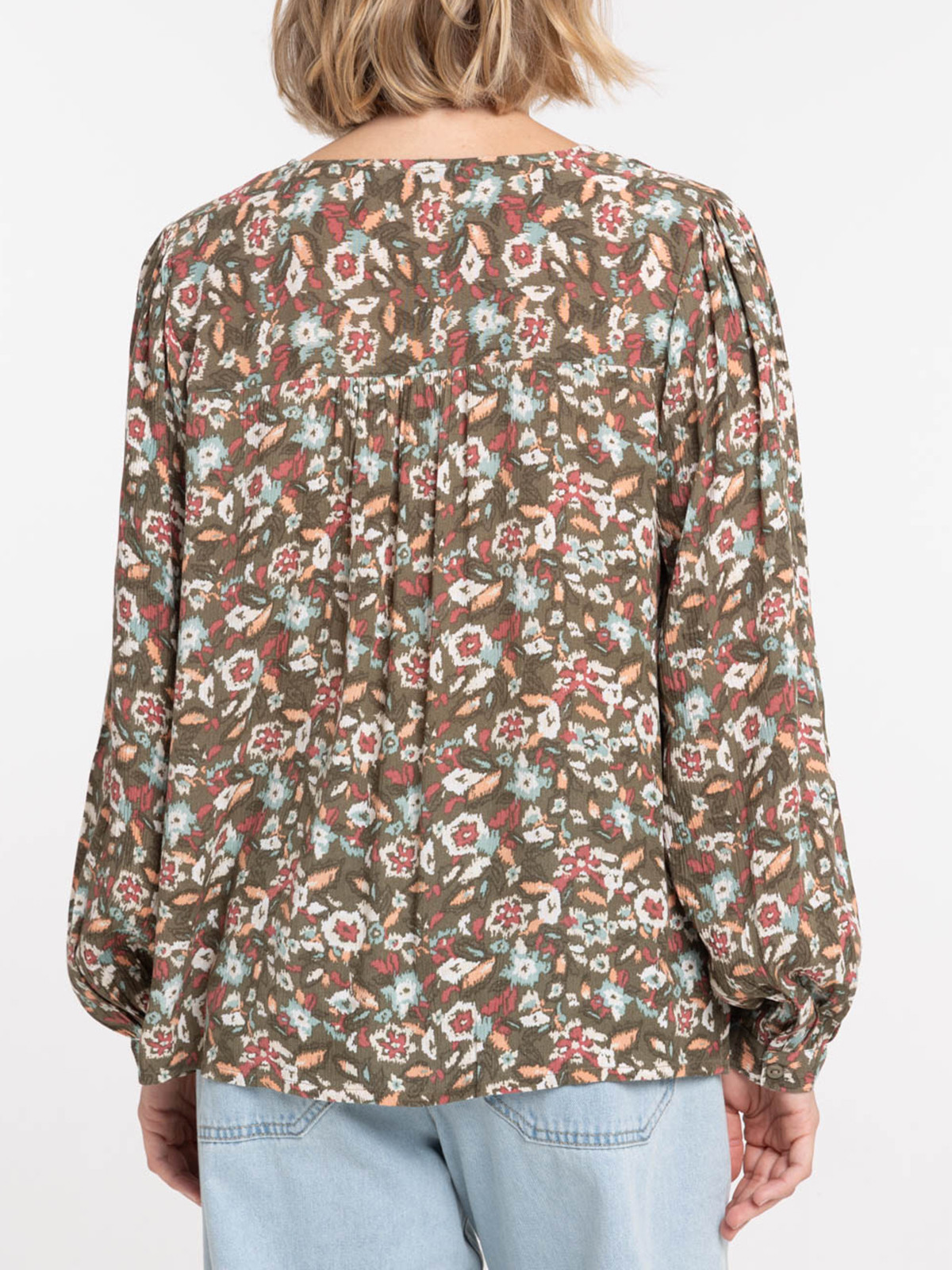 Chemise manches longues fleurie femme