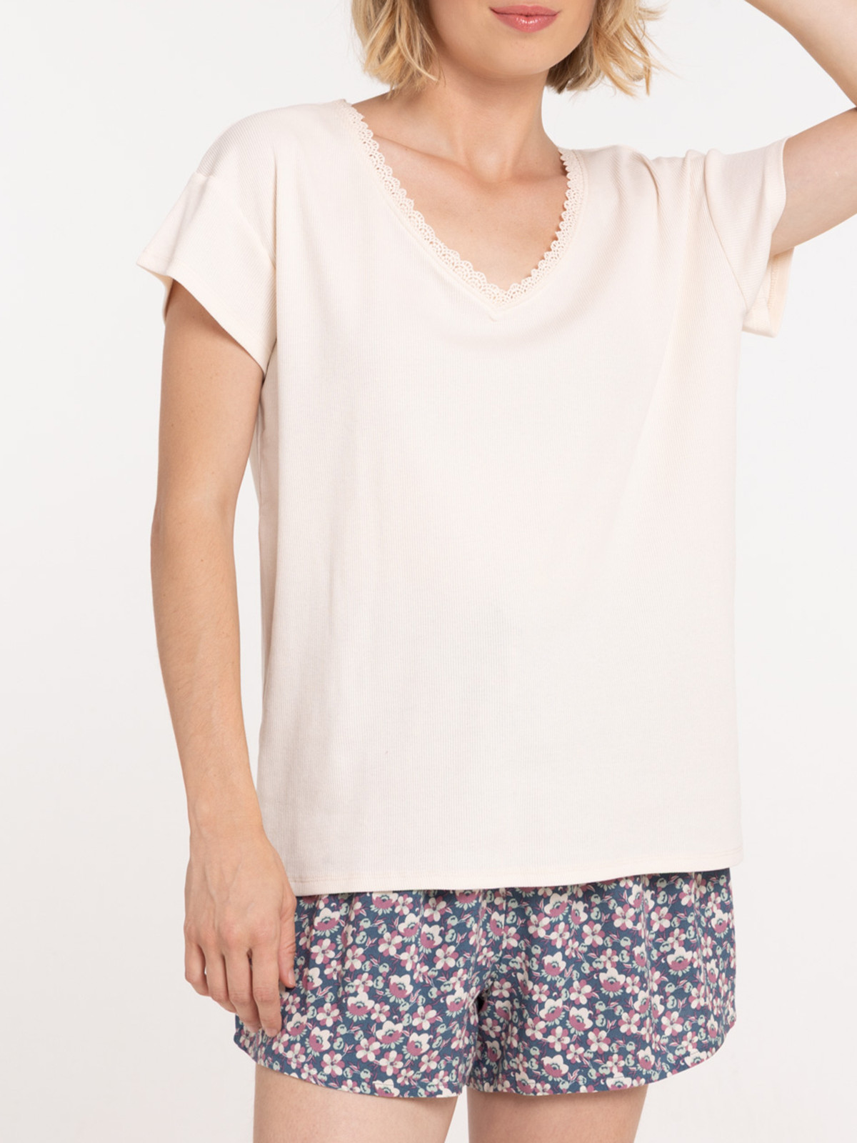 Haut de pyjama poudre rosé femme