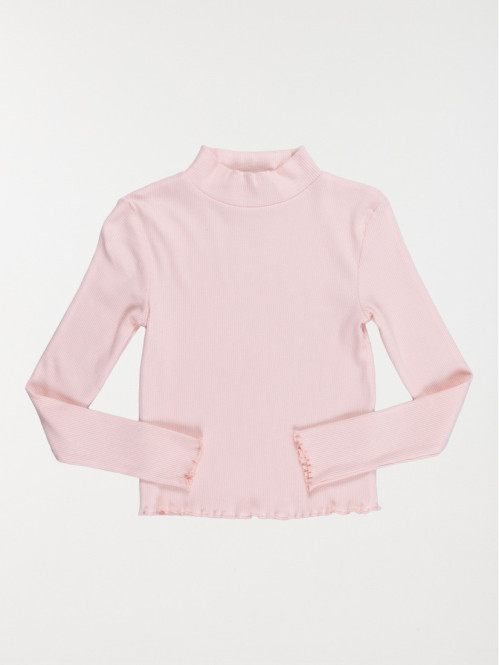 T-shirt col montant cotelé fille (3-12A) T-shirt col montant cotelé fille (3-12A)