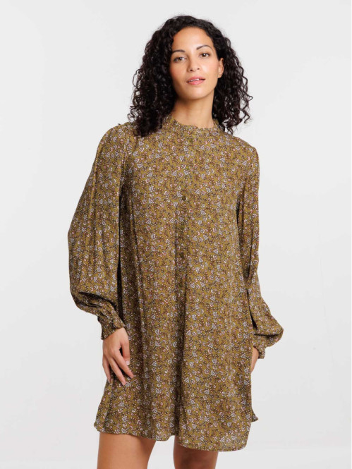 Robe fleurie boutonnée femme