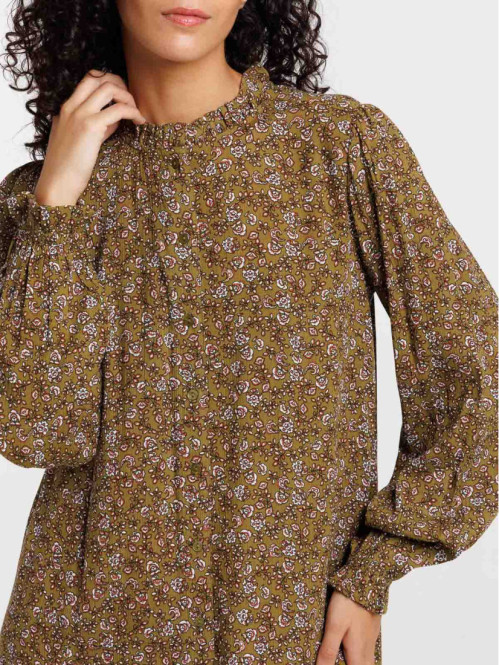 Robe fleurie boutonnée femme