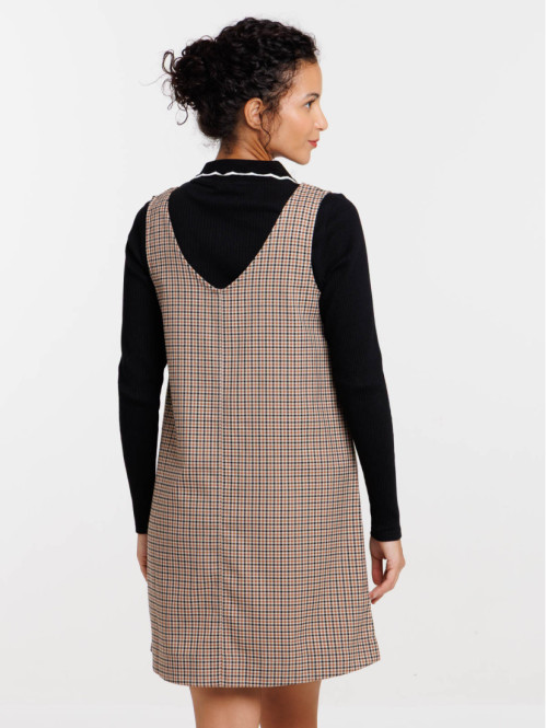 Robe chasuble à carreaux femme