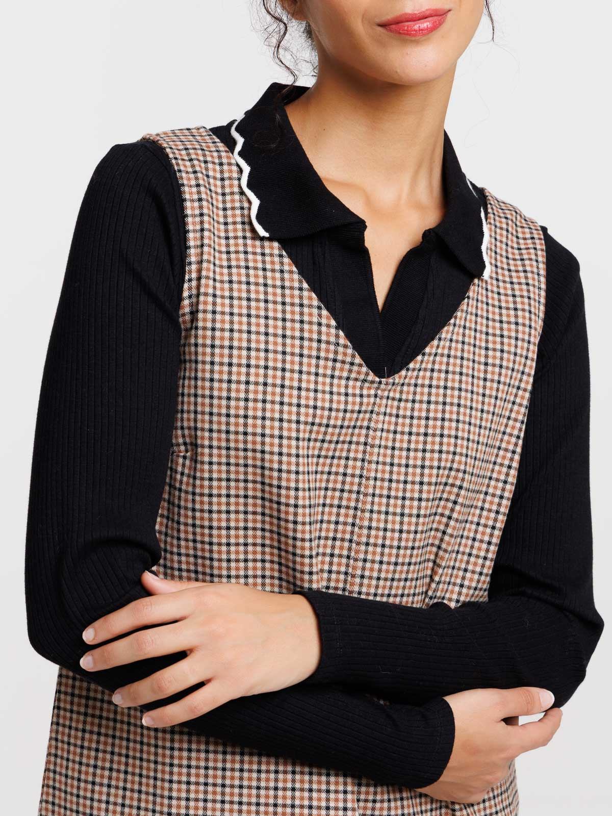 Robe chasuble à carreaux femme