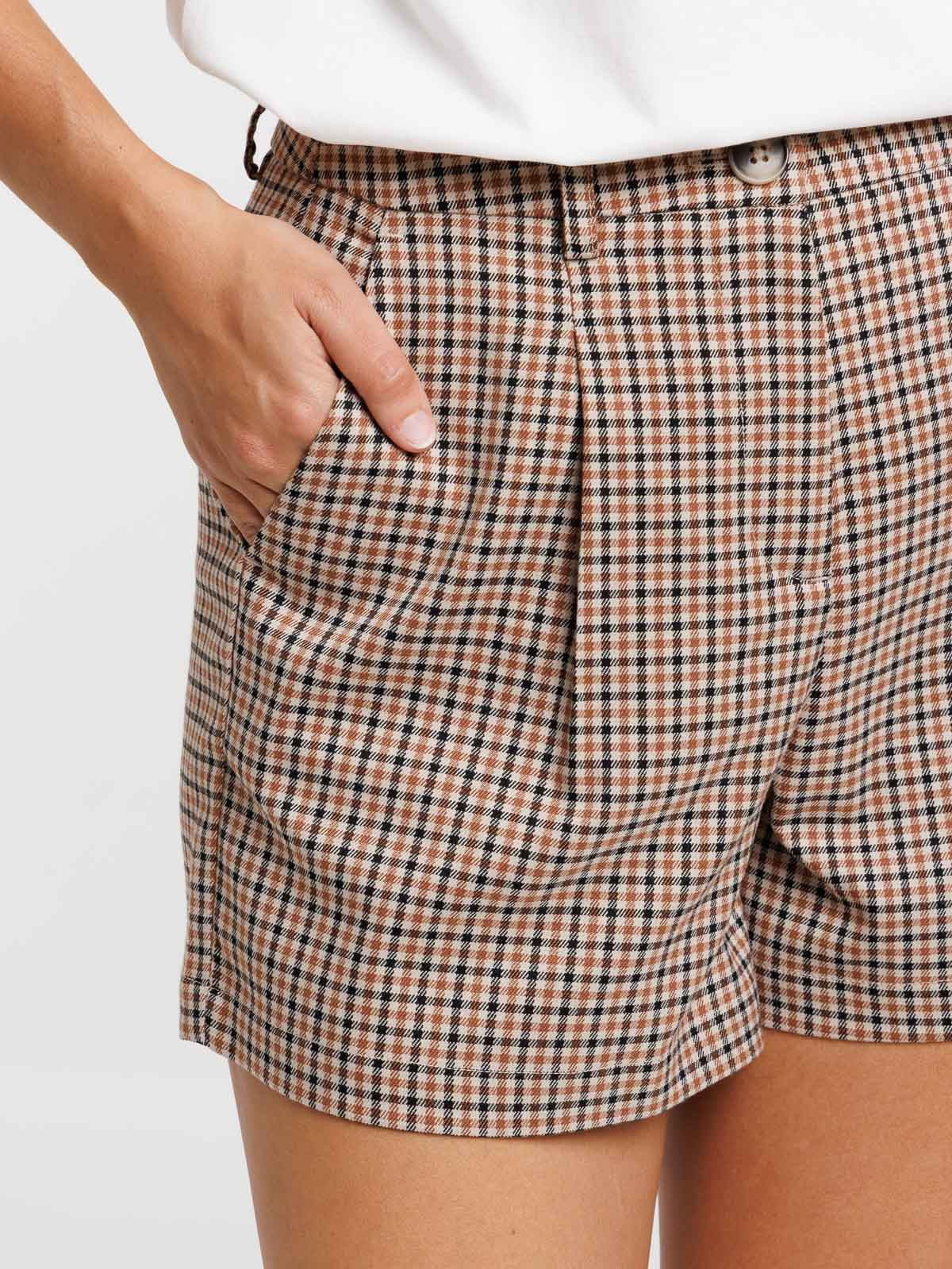 Short à carreaux femme