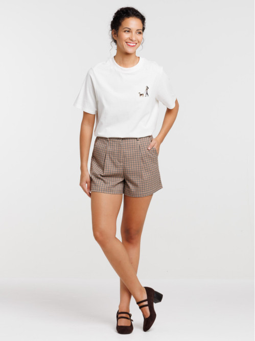 Short à carreaux femme
