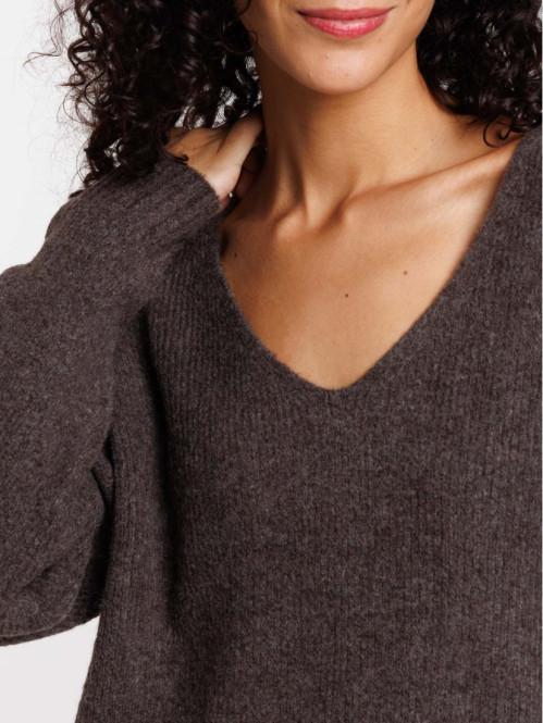 Pull col V uni basique femme Pull col V uni basique femme