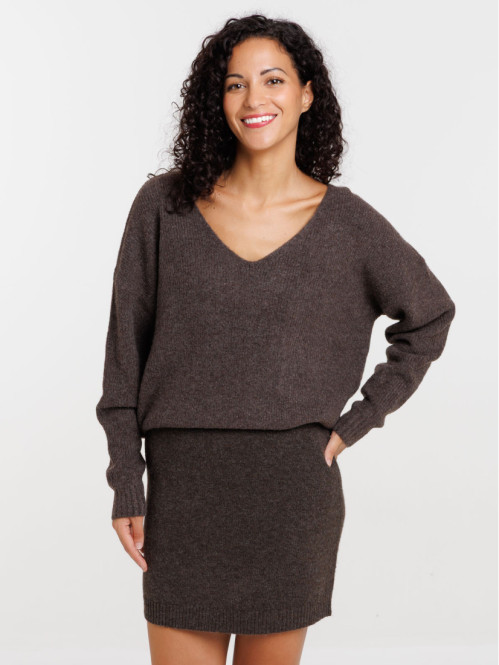 Pull col V uni basique femme Pull col V uni basique femme