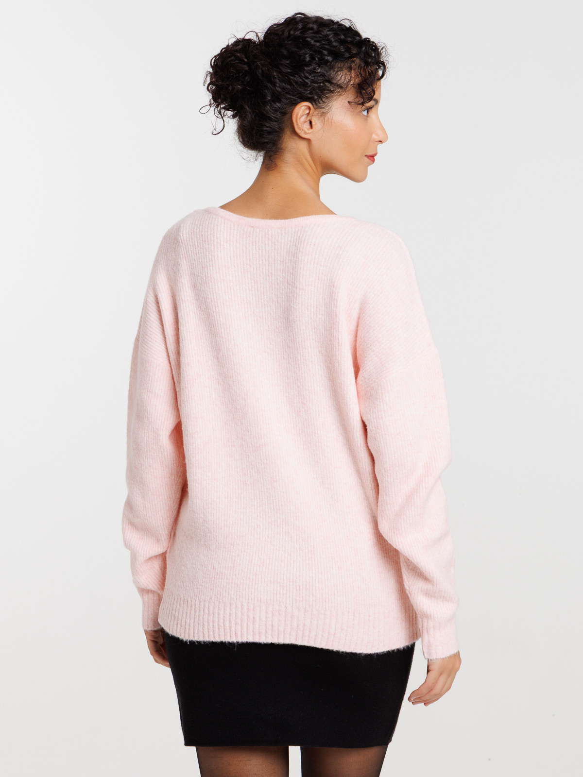 Pull basique col V rose femme Pull basique col V rose femme