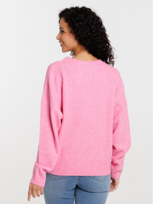 Pull basique col rond rose...