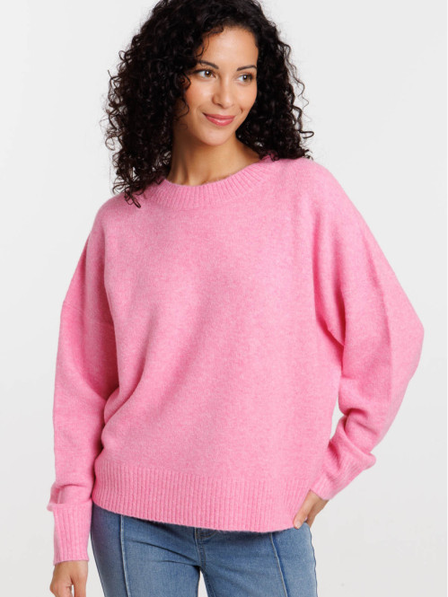 Pull basique col rond rose...