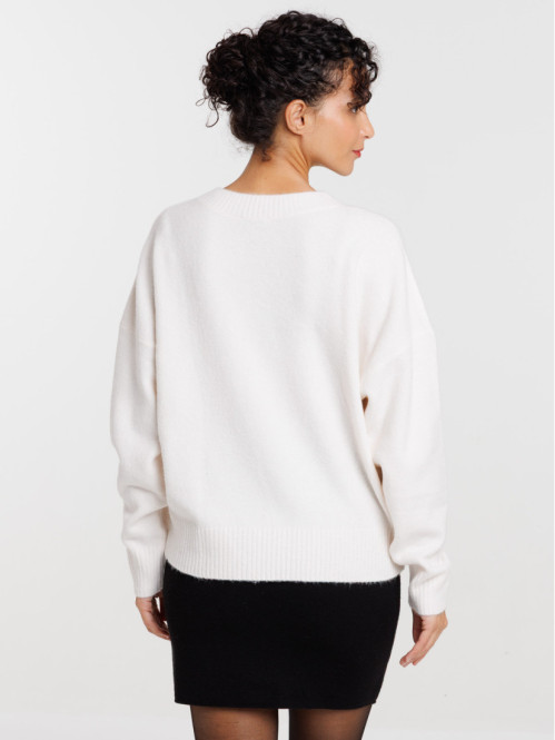 Pull col rond écru chiné...
