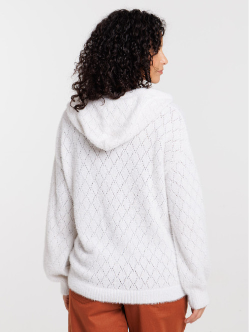 Pull à capuche motif ajouré...
