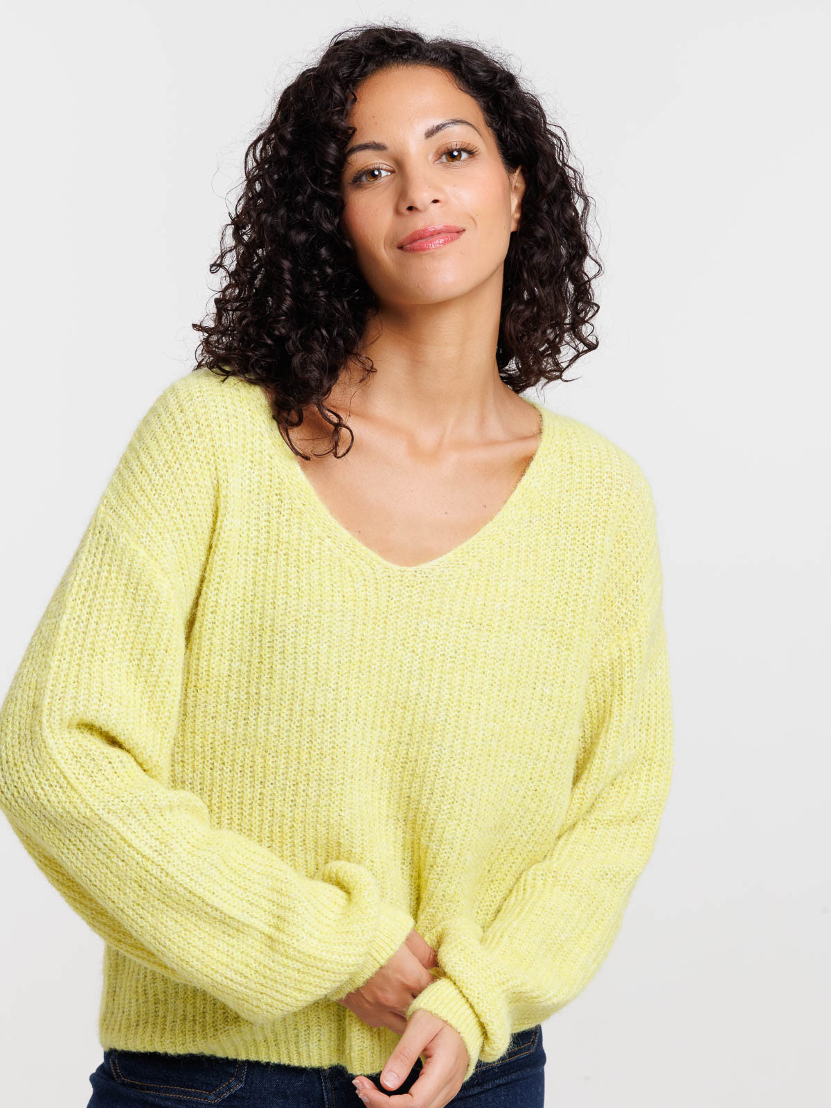 Pull col V golden green femme Pull col V golden green femme