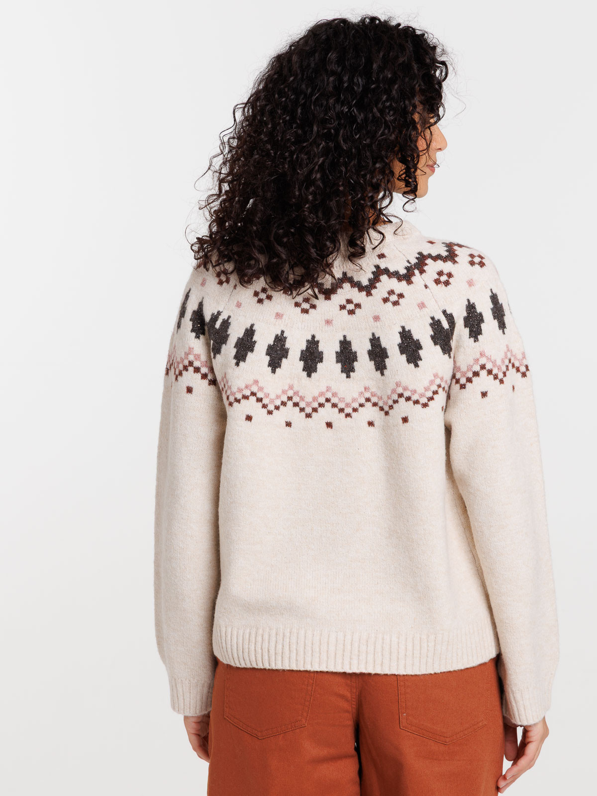Pull jacquard col rond femme Pull jacquard col rond femme
