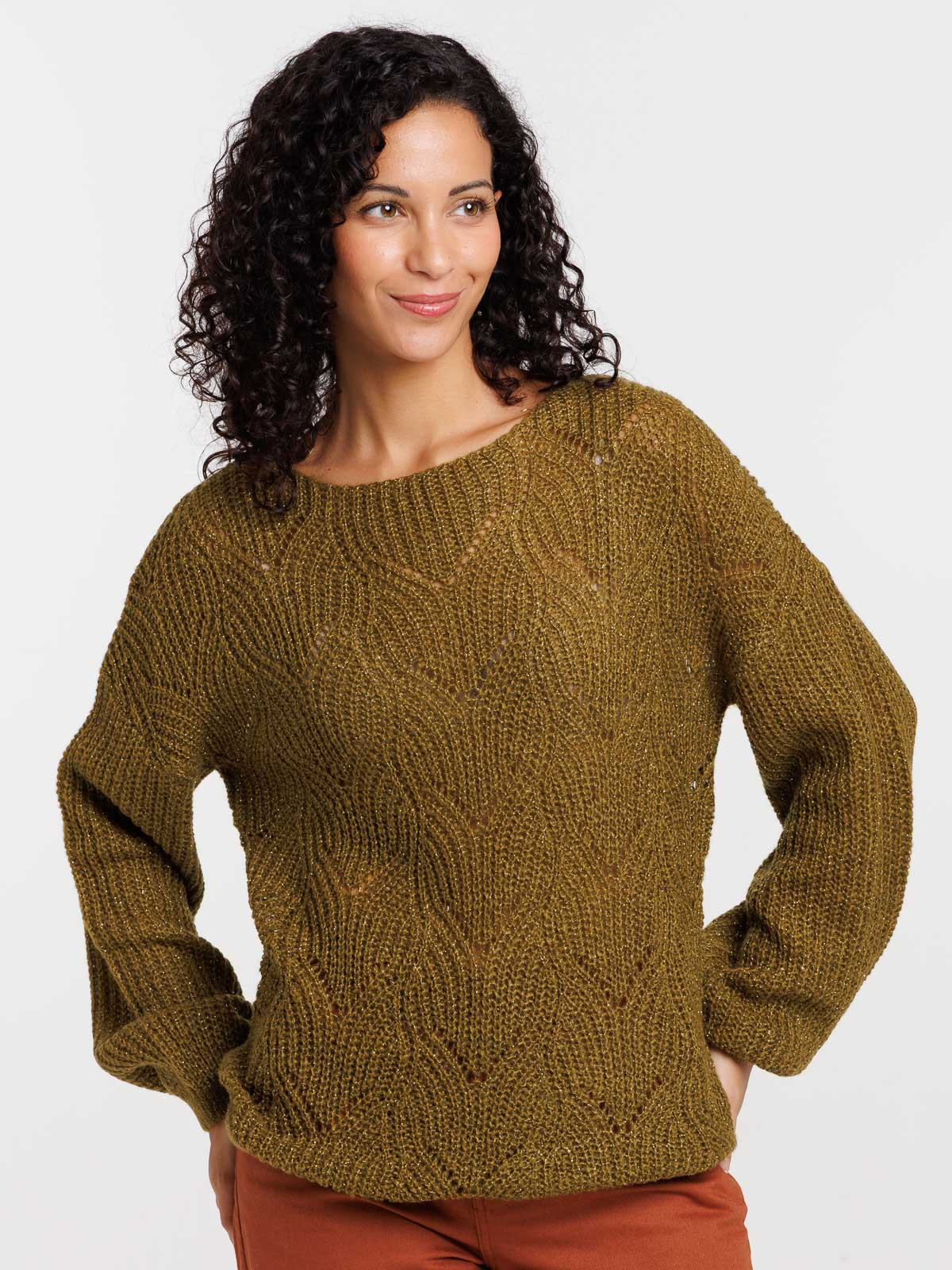 Pull ajourée vert forêt femme Pull ajourée vert forêt femme