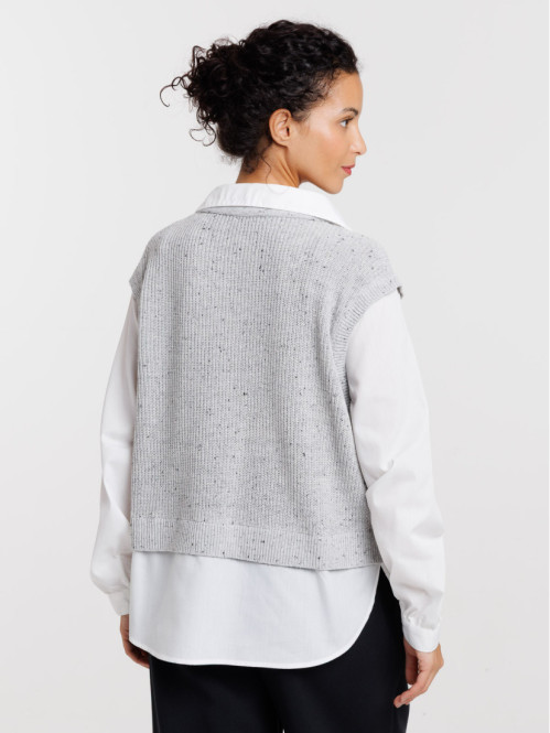Pull effet chemise 2-en-1...
