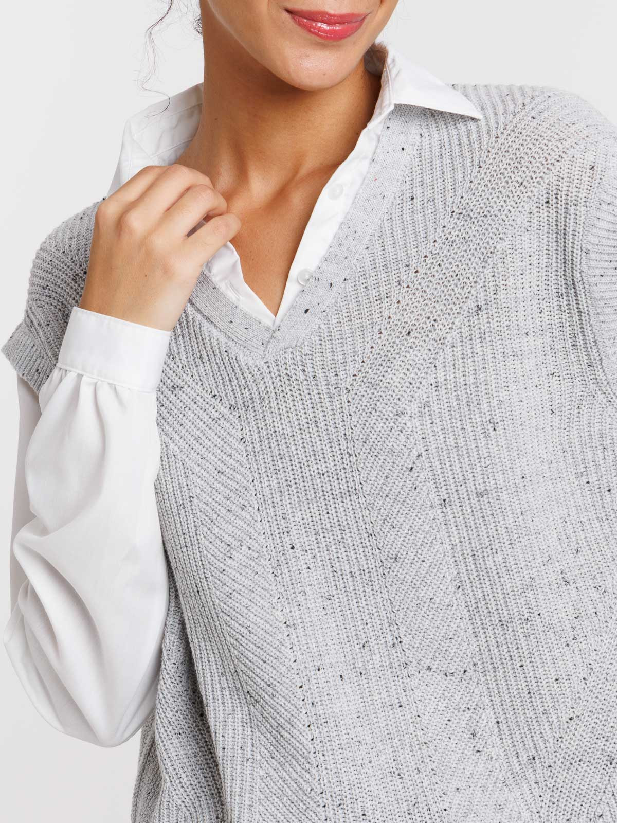 Pull effet chemise 2-en-1 femme Pull effet chemise 2-en-1 femme