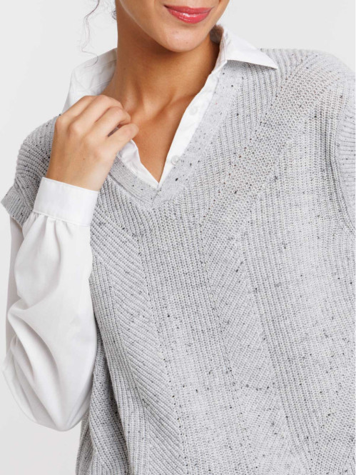 Pull effet chemise 2-en-1...