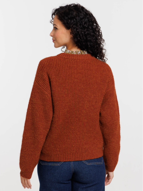 Pull col rond grosse maille...