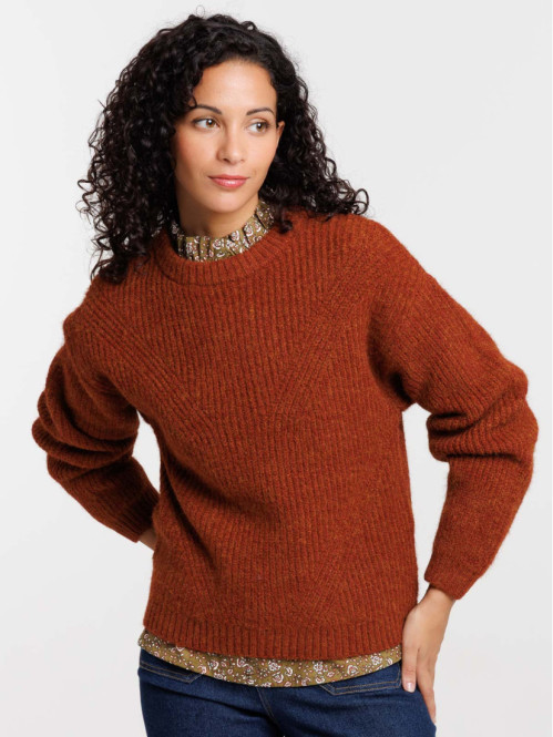 Pull col rond grosse maille...