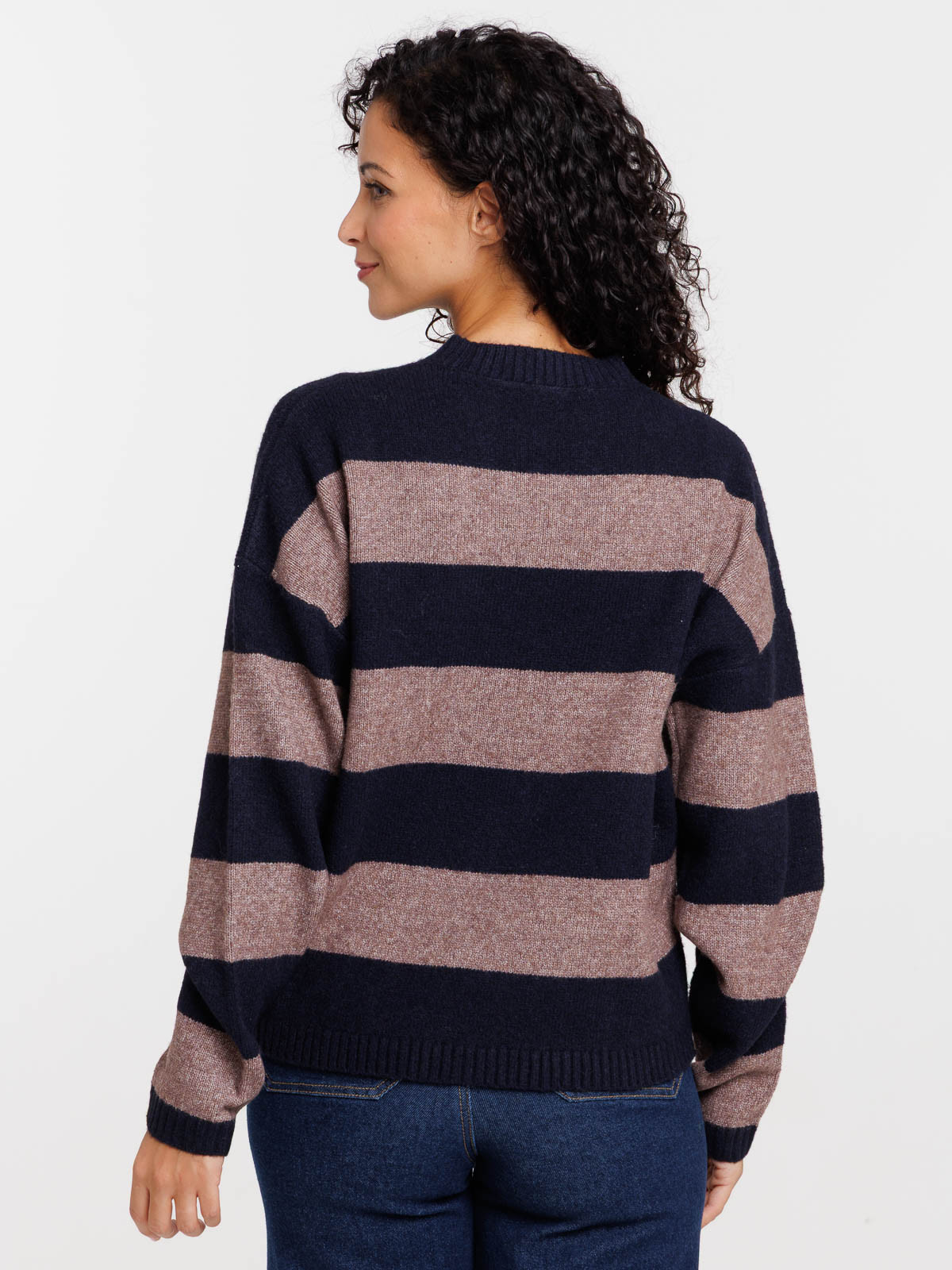 Pull à rayures col rond femme
