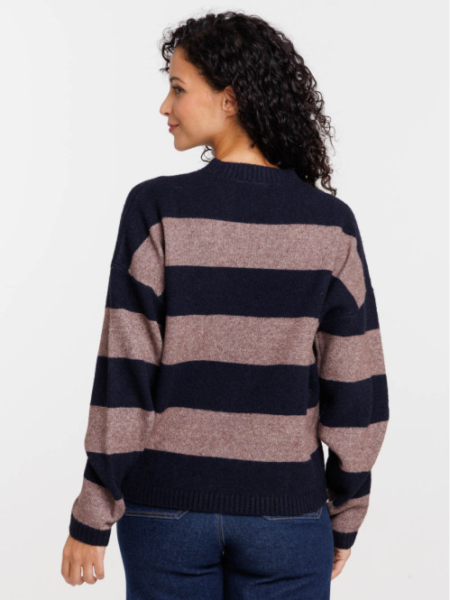 Pull à rayures col rond femme