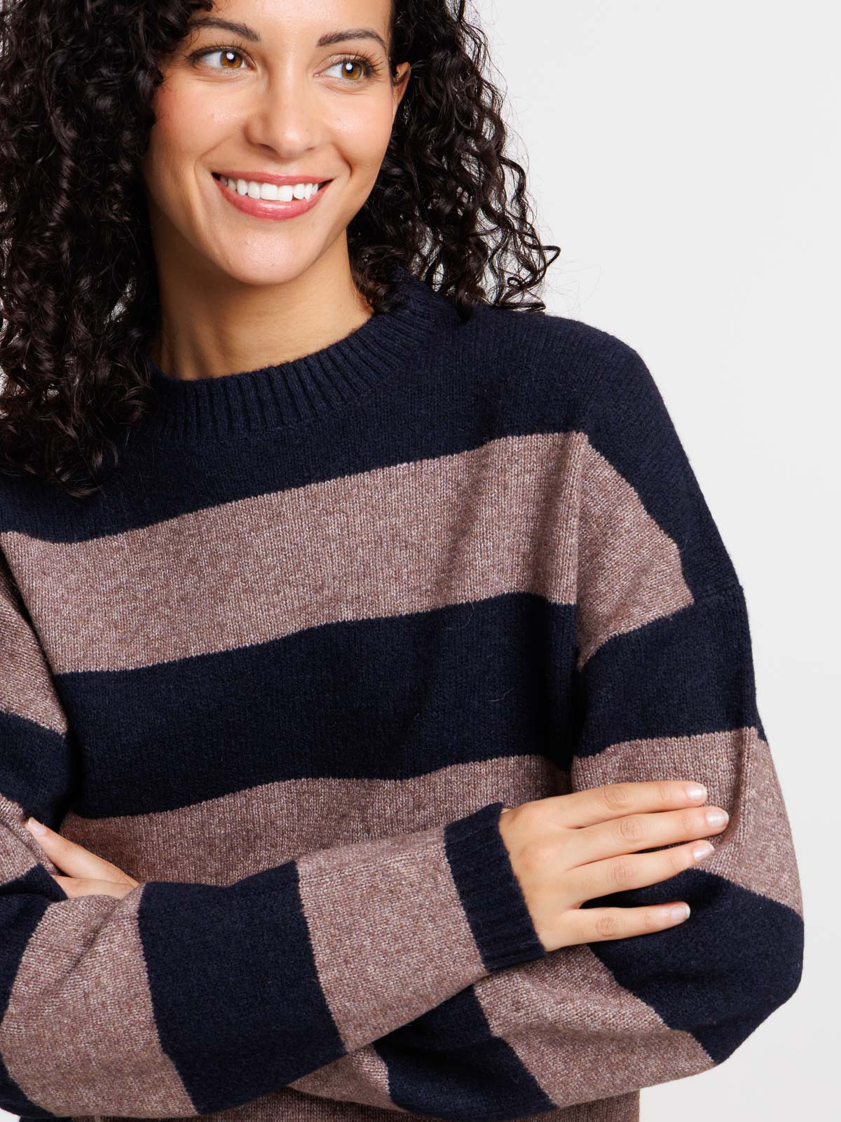 Pull à rayures col rond femme