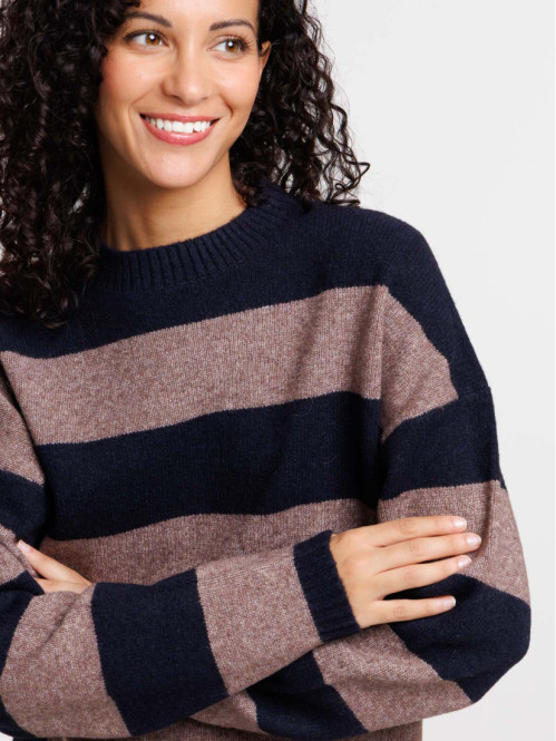 Pull à rayures col rond femme