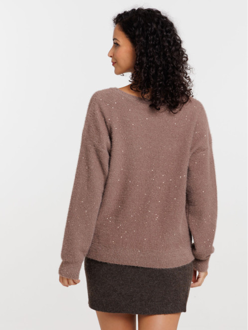 Pull col V brillant et...